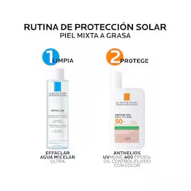 Pack Anthelios Uv Mune 400 Oil Control Fluido Fps50+ Con Color 50 ml + Effaclar Agua Micelar 50ml - LA ROCHE POSAY